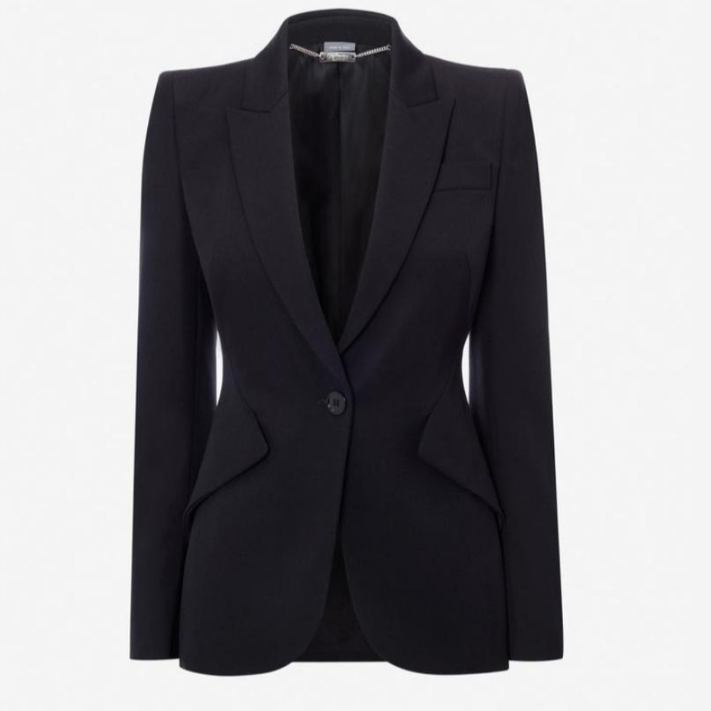 NWT ALEXANDER MCQUEEN BLACK LEAF CREPE BLAZER. 10